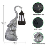 1 x RAW Customer Returns Yeomoo Elephant Decoration with Solar Lantern Garden Figures - for Outdoor Garden Decoration with Weatherproof LED Solar Lamp for Balcony Garden, Gifts for Women Men Mom Birthday Gift Gray - RRP €31.7