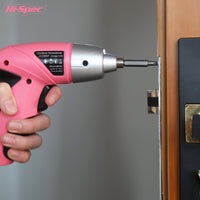 1 x RAW Customer Returns HI-SPEC Small cordless screwdriver in pink with rechargeable 3.6 V battery and LED light. 26-piece accessories - for everyone, big or small - RRP €23.18