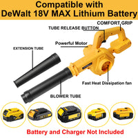 1 x RAW Customer Returns Powarobor cordless leaf vacuum leaf blower for Dewalt battery 18V, 169km h air speed powerful cordless blower for continuous operation without battery and charger  - RRP €28.99