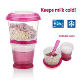 1 x Brand New Muesli To Go, Muesli Container, Muesli on the go Muesli Box Storage Container Cups Milk Yoghurt Keeper Holder with Spoon Pink  - RRP €22.14