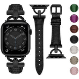 1 x RAW Customer Returns wutwuk Leather Strap Compatible with Apple Watch 45mm 44mm 49mm 42mm Leather with Lizard Pattern Slim Bracelet for Apple Watch Series Ultra 9 8 7 6 5 4 3 2 1 SE Women Black - RRP €26.99