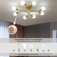 1 x RAW Customer Returns niuniaj Ceiling Lamp Vintage 8 Bulbs Sputnik Industrial Ceiling Lamp Retro Chandelier, Compatible with E27 LED, CFL and Edison Lamp, Ceiling Lamp Chandelier for Living Room Dining Room Kitchen Gold  - RRP €52.99