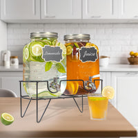 1 x RAW Customer Returns Roetell 4 Liter Glass Drinks Dispenser with Faucet, 2 Pack Water Dispenser with Stand, Lemonade Drinks Dispenser for Iced Tea, Iced Drinks, Kombucha Dispenser Suitable for Parties, Weddings - RRP €49.4