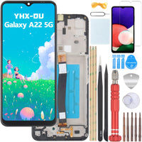 1 x RAW Customer Returns YHX-OU 6.6 Black Frame LCD Screen for Samsung Galaxy A22 5G SM-A226B SM-A226B DS Digitizer Replacement Touch Screen with Installation Tool 1 Piece Tempered Glass - RRP €29.63