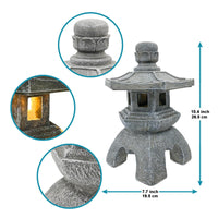 1 x RAW Customer Returns Yeomoo Solar Pagoda Garden Decoration for Outdoors Pagoda Solar Lantern Garden Figures Zen Garden Japanese Decoration for Living Room Balcony Terrace Gifts for Women Mom Waterproof Solar Lamp Garden Gray - RRP €54.99