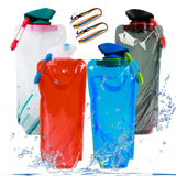 4 x Brand New Pack of 4 Flexible Collapsible Water Bottles, Water Bottle for Hiking, Foldable Water Bottles 700 ml with Screw Cap, Foldable Drinking Bottle Red Black White Blue - RRP €81.6