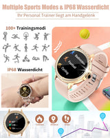 1 x RAW Customer Returns Smartwatch Women with Telephone Function Round 1.32 Touchscreen Smart Watch Fitness Tracker with Sleep Monitor SpO2 Menstrual Cycle Wristwatch with IP68 00 Sports Modes for IOS Android - RRP €42.99