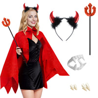 5 x RAW Customer Returns iLuane devil costume women, carnival costumes women ladies devil, devil cape women, with 1x devil angle, for carnival masquerade, Halloween, cosplay - RRP €119.95