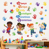 1 x Brand New decalmile Wall Sticker Autism Child Wall Stickers Sayings and Quotes Inspirational Handprint Wall Stickers Children s Room Classroom Playroom Wall Decoration - RRP €20.4