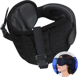 1 x RAW Customer Returns SARISUN Travel Pillow, Neck Pillow with Eye Mask, Airplane Pillow for Long Flights, Kids Travel Pillow for Car, Car Headrest, Black - RRP €25.18