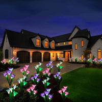 1 x RAW Customer Returns XVZ Solar Lights Outdoor, 4 Pack LED Solar Lily Flowers with 7 Color Changing LED Solar Lights for Garden, Patio, Yard, Pathway, Party, Wedding, Fence - Pink - RRP €23.68