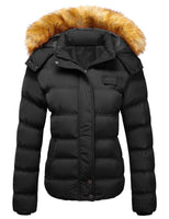 1 x RAW Customer Returns SZORY Women s Short Winter Coat Thick Warm Puffer Jacket with Removable Faux Fur Hood Black, XL  - RRP €89.98