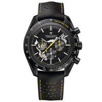 1 x RAW Customer Returns Pagani Design Wristwatch 1779 Men s Chronograph Quartz Watches Moon Matte Dial VK63 Movement Leather Strap 100M Waterproof Fashion Sport Watch, Yellow - RRP €100.84