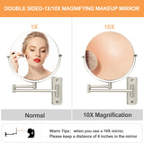 1 x RAW Customer Returns FFowcye 8 inch cosmetic mirror wall mount, magnifying mirror wall mount with 1x 10x double-sided magnification 360 swivel makeup mirror for bathroom cosmetic studio hotel, nickel no light - RRP €29.99