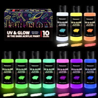 1 x RAW Customer Returns Fantastory glow-in-the-dark paint 10x60ml, waterproof fluorescent acrylic paint glow in the dark paint, suitable for stones, canvases, acrylic paint set, - RRP €23.99