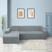 1 x RAW Customer Returns Lydevo Sofa Cover Corner Sofa L Shape Sofa Throws Stretch Sofa Cover L Shape Right or Left with Two Pillowcases Washable Universal Couch Cover L Shape Sofa Cover L Shape 3 Seater 3 Seater, Light Gray  - RRP €58.59