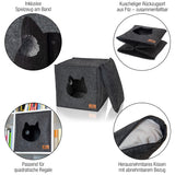 1 x RAW Customer Returns Bella Balu cat cave including pillow toy - foldable cat bed cave for sleeping, hiding, playing scratching - 33x33x37 cm - dark grey - RRP €26.99