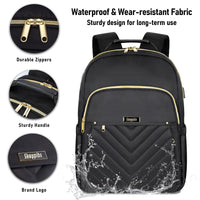 2 x Brand New Skaypibs backpack women, 15.6 inch school backpack girls teenagers with laptop compartment, large waterproof laptop school bag with USB charging port, daypacks daypack backpack bag for women black - RRP €60.48