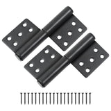 1 x RAW Customer Returns HOIIME 2 pieces 304 stainless steel door hinge, 360 degree flag hinge, screw-on hinge, foldable for unrebated wooden doors interior doors, room door garden gate, load capacity up to 80 kg black  - RRP €15.99