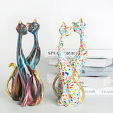 1 x RAW Customer Returns masteymoh 2 Pieces Art Resin Sculpture Statue Cats, Oil Painting Cat Sculptures for Home Office Hotel Bookshelf Desktop Decoration 24.5cm Vibrant KY145  - RRP €35.27