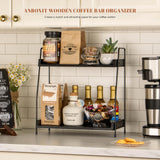 1 x RAW Customer Returns ANBOXIT Coffee Organizer, Coffee Bar Accessories Organizer Wood, Coffee Storage for Coffee Station, Countertop Spice Rack for Kitchen, 2-Tier Coffee Caddy for Kitchen, Home, Office - Black - RRP €28.45