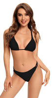 1 x RAW Customer Returns SHEKINI Women s Two Piece Swimsuit Halter Triangle Bikini Top Cross Tie Up Women s Bikini 2 Pieces Elegant Triangle Low Waist Beach Bikini Bottom M,Black K  - RRP €28.89