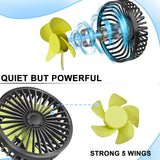 1 x RAW Customer Returns Qidoe Car USB Fan Back Seat 360 Car Cooling Fan 3-Speed Mini Fan Powerful Quiet 12V BATTERY Air Fan for Car Home Office for 12 volt Truck Motorhome Boat Caravan - RRP €20.26