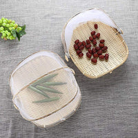 1 x RAW Customer Returns SZETOSY Bamboo Tent Basket - Food Serving Basket, Mesh Basket, Handwoven, Picnic Food Cover, Outdoor, Insect and Dust Protection, for Fruit, Vegetable, Bread, Bamboo, Style 1, 34x29CM - RRP €20.42