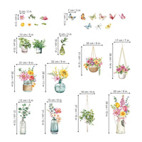 1 x RAW Customer Returns decalmile Window Stickers Flowers Spring Potted Plant Window Decals Hanging Plants Leaves Anti-Collision Window Film Glass Window Decoration Stickers - RRP €15.69