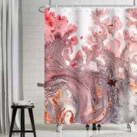 1 x Brand New Uiiooazy Shower Curtain Marble Look, Shower Curtain Pink Gray Abstract Marbled Shower Curtain Anti Mold Waterproof Polyester Fabric Washable Bathroom Curtain with 12 Hooks for Bathroom 180W x 180Hcm - RRP €20.4