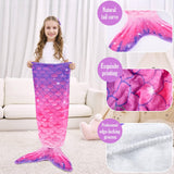 1 x RAW Customer Returns WERNNSAI Mermaid Tail Blanket - Soft Mermaid Blanket for Children Girls 140cm x 60cm Soft Flannel Mermaids Portable Blanket for Teenager Birthday Gift Purple Pink  - RRP €18.98