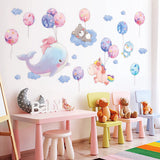 1 x RAW Customer Returns Wall Sticker Flying Animals Colorful Wall Stickers Balloon Whale Unicorn for Baby Nursery Children s Room Decor - RRP €20.4