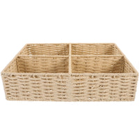 1 x RAW Customer Returns Luxshiny Cutlery Drawer Organizer 4 Compartments Storage Basket with Rattan Compartment Wicker Cutlery Basket for Kitchen and Bedrooms - RRP €20.75