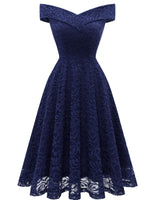 1 x Brand New Homrain Women s 50s Dresses Formal Lace Dress Evening Dresses Vintage Retro Ball Gown Swing A-Line Cocktail Dress Floral Lace Evening Dress -1Navy XL - RRP €46.99