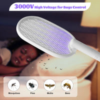 1 x RAW Customer Returns Electric Mosquito Racket, Electric Fly Swatter, 2 in 1 Electric Fly Swatter with 3-Layer Dense Mesh for Internal and External Pest Control - RRP €16.54