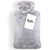 1 x RAW Customer Returns Rissler, Rissler 1.8L Hot Water Bottle Soft Plush Cover - Rubber Hot Water Bottle for Bed - Bed Warmer Water Bottle - Guaranteed Heat for 7 Hours Grey  - RRP €10.56