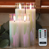 1 x RAW Customer Returns Rhytsing White flameless candles in glass, 4 glass lanterns with batteries and remote control included - D 5 cm - RRP €34.99