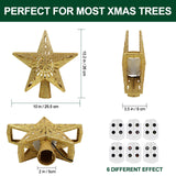 2 x RAW Customer Returns Christmas Tree Topper Light Star with 3D Rotating Snowflake Projector Lights 2-in-1 Gold Glittering Star Tree Topper Snowfall LED Lights for Home Holiday Party Christmas Tree Decorations - RRP €56.0