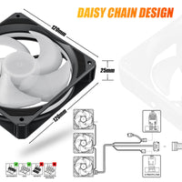 1 x RAW Customer Returns upHere ARGB PC Fan 120mm High Performance Daisy Chain PWM Fan PC RGB Anti-Vibration System Dual Connection 3pin 4pin Compatible with Motherboard RGB Addressable U2C-6 - RRP €26.4