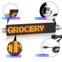 1 x RAW Customer Returns Leadleds 23x5cm LED Car Sign Message Board Bluetooth Connected Smartphone Programmable for Car Window, Taxi, Store Front Yellow  - RRP €46.12