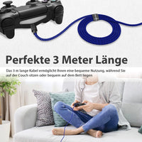 1 x RAW Customer Returns 6amLifestyle PS4 charging cable nylon 3M 2 Pack PS4 controller cable, PS4 cable micro USB cable, USB cable for Sony Playstation 4, PS4 Slim Pro, Xbox One, black-blue - RRP €10.07