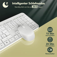 1 x RAW Customer Returns Wireless keyboard and mouse, 2.4 GHz ultra-thin quiet keyboard mouse set wireless in full size, with 18 function keys and built-in phone holder, for Linux, Windows, iOS - German QWERTZ layout - RRP €21.96