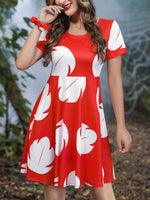 1 x RAW Customer Returns For G and PL Carnival Costume Red Dress with Short Sleeves for Adult Women Halloween Costume with Maple Leaf Print S - RRP €30.24