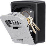 1 x RAW Customer Returns IMURZ outdoor key safe key safe 4 with number code, key box key box with number code, waterproof key box for replacement house keys, house, garages, school - RRP €12.1