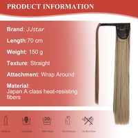 10 x Brand New JJstar 70 cm Long Straight Ponytail Hairpiece Synthetic Hair Extension Braid Extension for Women Girls Brown-Blonde Mix  - RRP €141.1