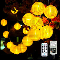 1 x RAW Customer Returns LED lantern light chain outside with timer, 5M 20LEDS with remote control power plug memory function also for indoor LED lanterns for Christmas terrace balcony garden decoration warm white - RRP €18.84