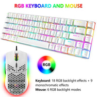 1 x RAW Customer Returns RGB Gaming Keyboard and Mouse Set Small, 68 Keys Red Switch 60 Mini Chroma Mechanical Keyboard, 6400DPI Lightweight Programmable Honeycomb Mouse, USB Cable, Compatible with Windows Mac PS4, White - RRP €58.99