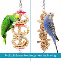 4 x Brand New 8pcs bird parrot swing toys, coconut bird cage with ladder, bird toy bell swing, chew toy made of natural wood hammock for hanging, for small parakeets, cockatiels, conure - RRP €87.96