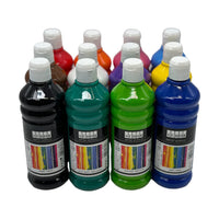 1 x RAW Customer Returns ACRYLIC PAINT SET. 12 colors, 500ml each. High-quality and opaque paints for wood, stone, canvas, paper, fabric, leather, metal, pouring. All-purpose paints. Acrylic base paint set 12 x 500 ml - RRP €60.49