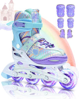 1 x RAW Customer Returns Inline Skates for Children 34-41 Adjustable, Sportneer with 6 Protectors, Set of 8 LEDs, for Children Beginners - RRP €65.45